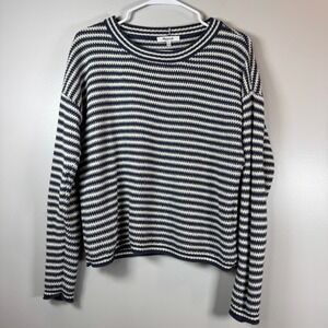 Madewell Navy White Striped Crewneck Sweater Preppy Nautical Knit Womens S Clean